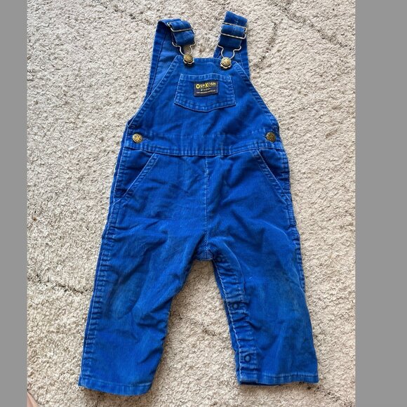 OshKosh B'gosh Other - Vintage 80s Osh Kosh b’Gosh Blue Vestbak Corduroy Snap Overalls 12 mos